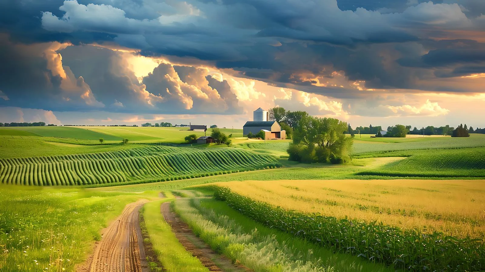 Picturesque Farm Fields on a Radiant Evening — free download from Dotvec