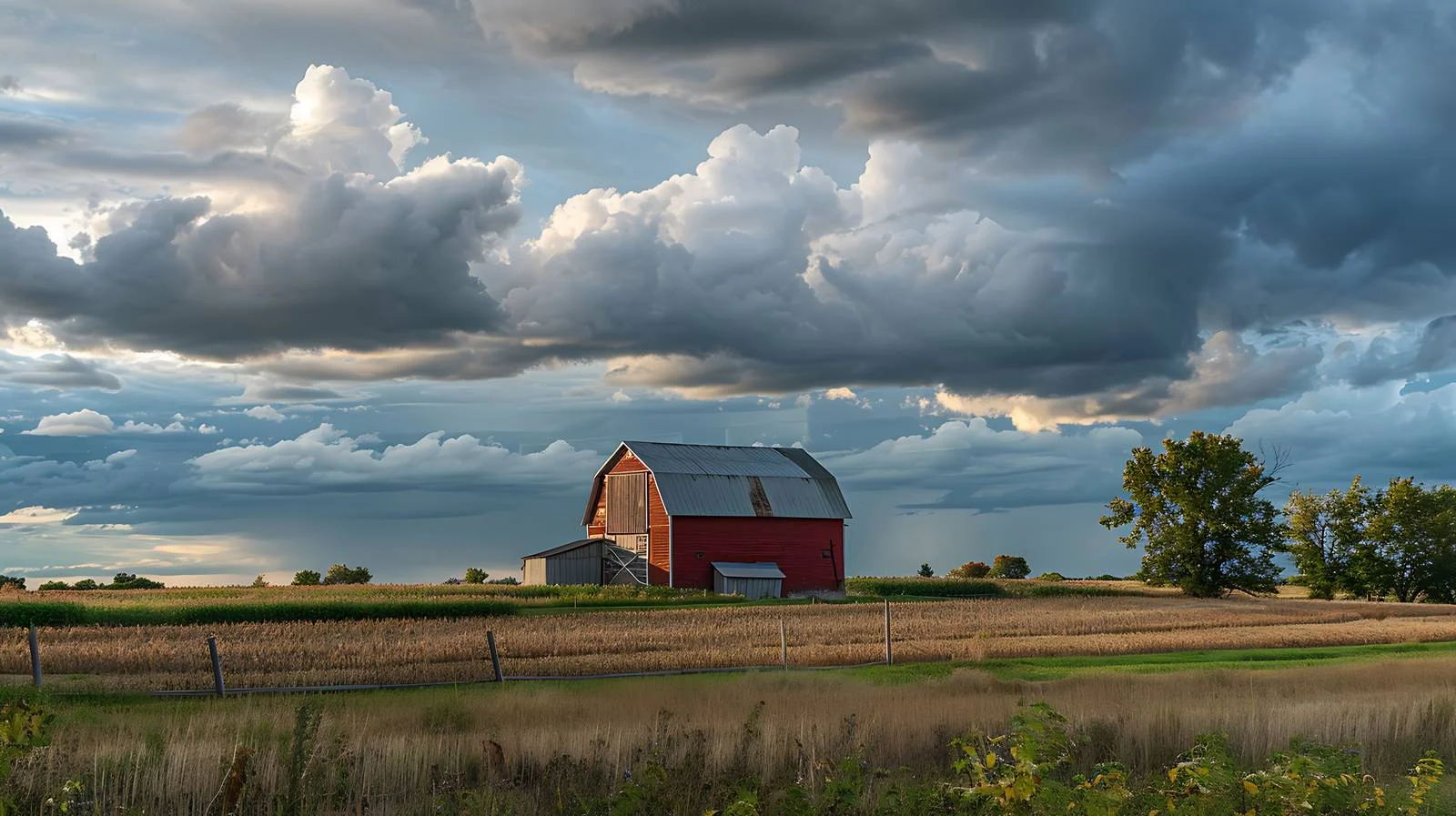 Picturesque Farm and Fields at Dusk — free download from Dotvec
