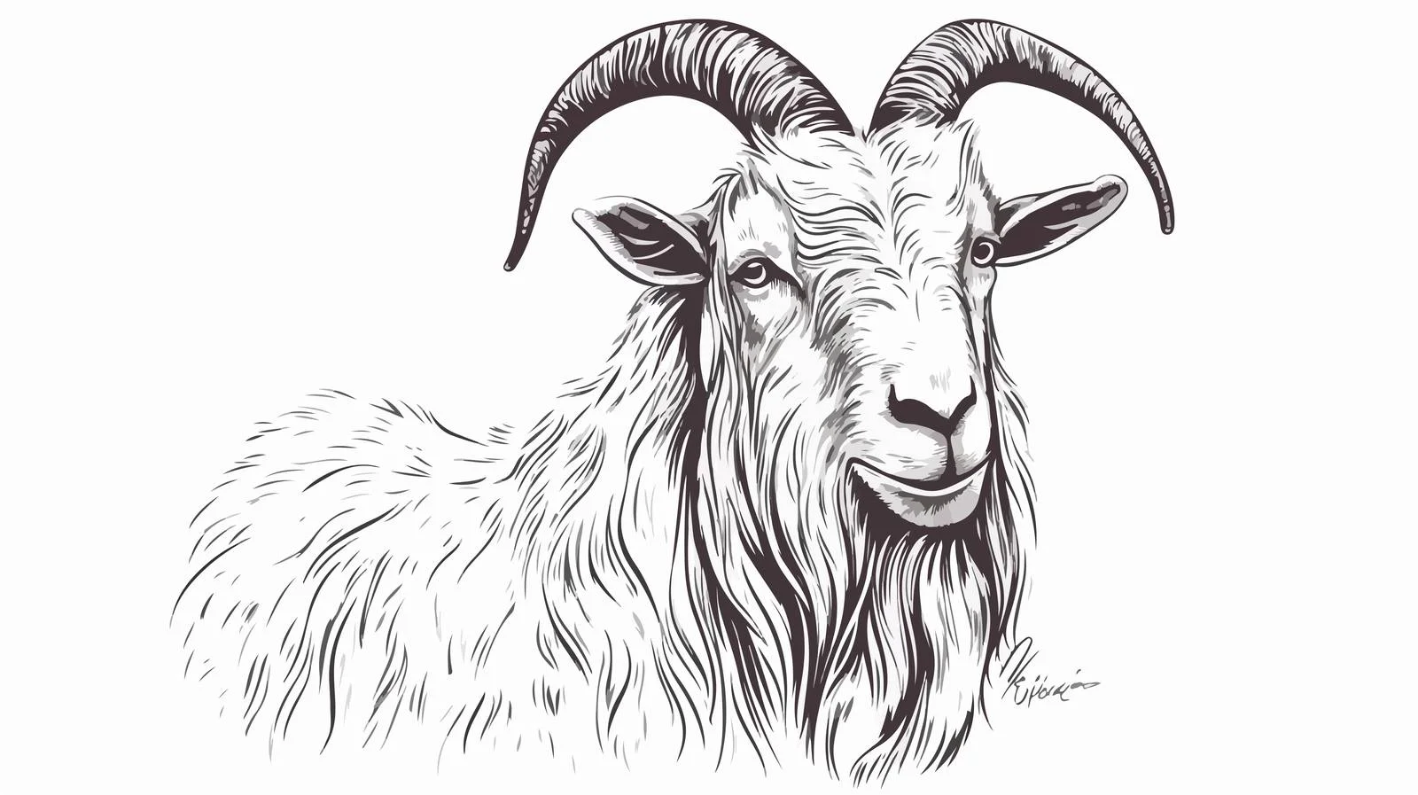 Farm Goat Portrait Sketch — free download from Dotvec