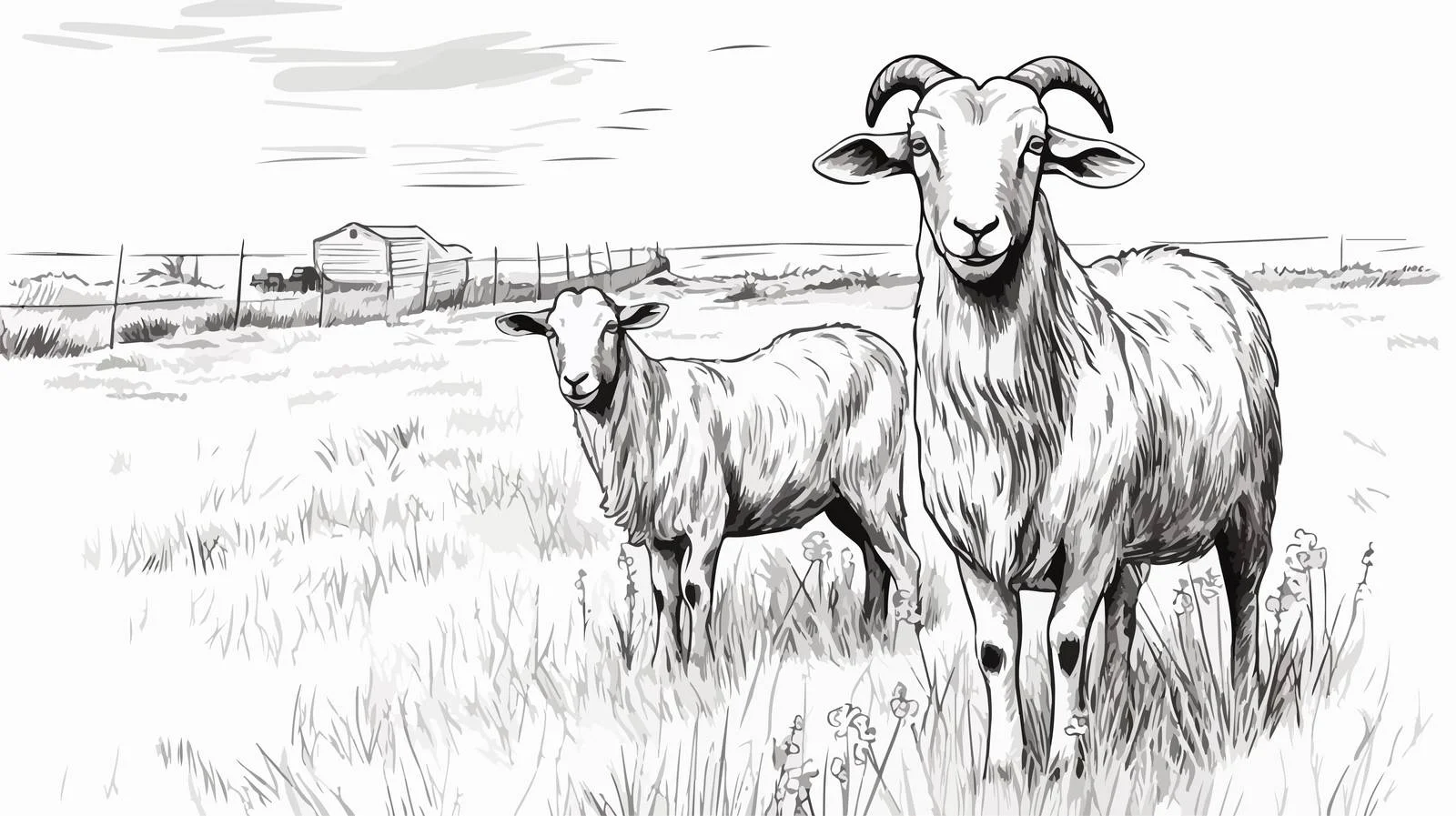 Hand-drawn Goat Portrait Sketch — free download from Dotvec
