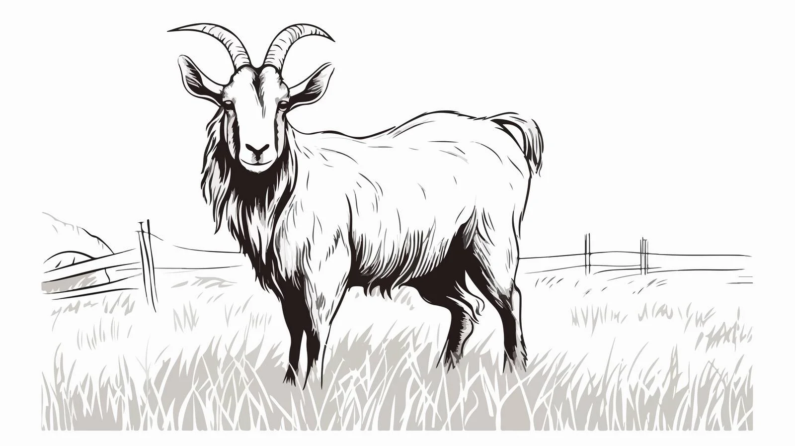 Hand-Drawn Goat Portrait Cartoon Sketch — free download from Dotvec