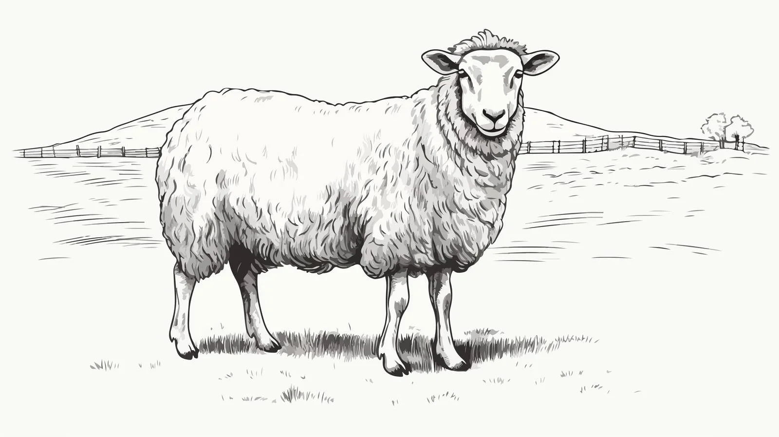 Hand-Drawn Sheep Farming Sketch — free download from Dotvec