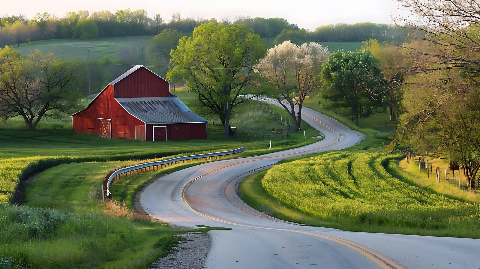 Picturesque Iowa Farmstead with Red Barn — free download from Dotvec
