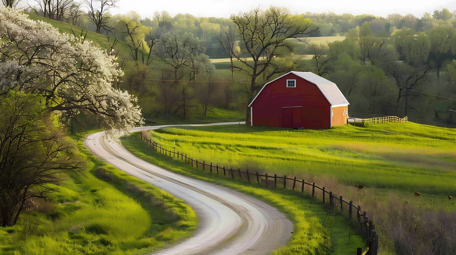 Idyllic Iowa Farm with Red Barn — free download from Dotvec