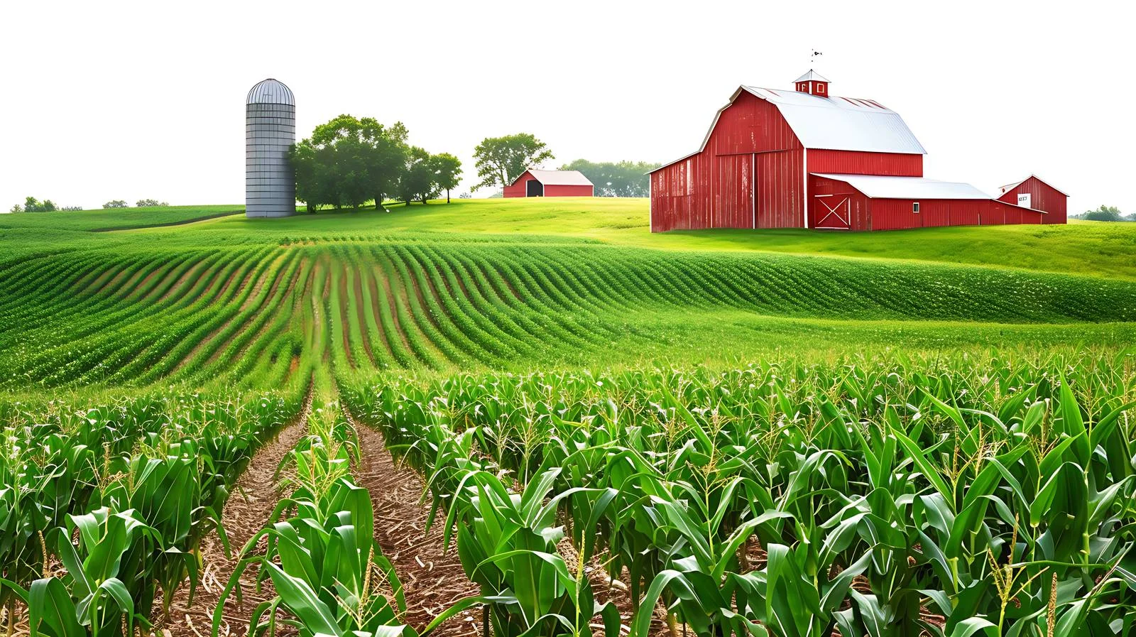 Rural Scene with Red Barns and Cornfield — free download from Dotvec