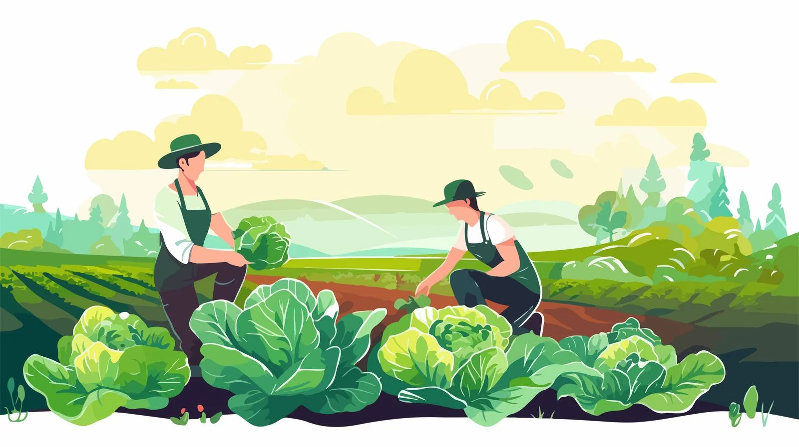 Harvesting Couple Collecting Fresh Vegetables Together — free download from Dotvec