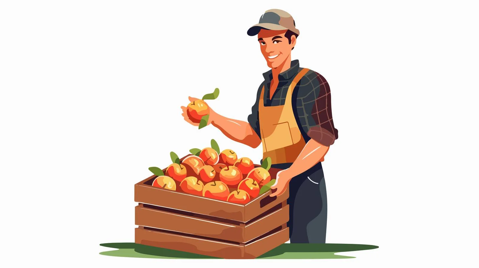 Harvesting apples flat illustration with farmer — free download from Dotvec