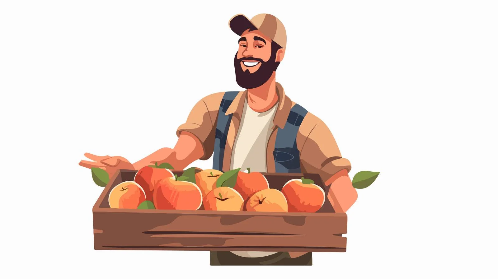 Harvesting farmer with apple crate illustration — free download from Dotvec