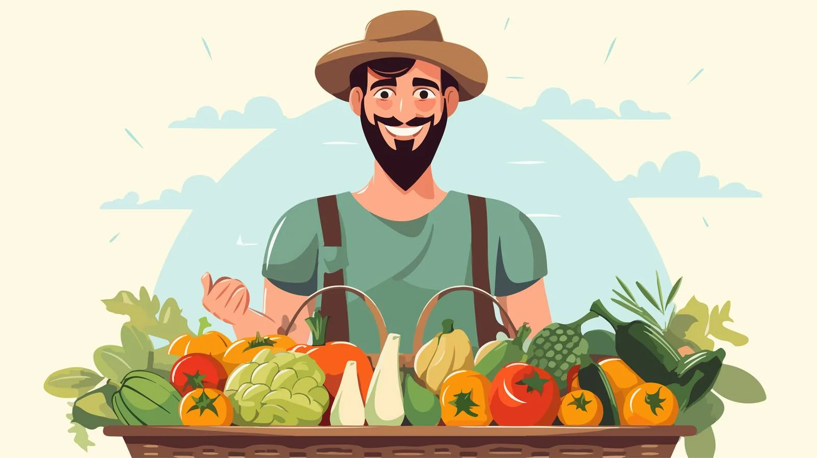 Organic Harvest in Farmer's Basket — free download from Dotvec