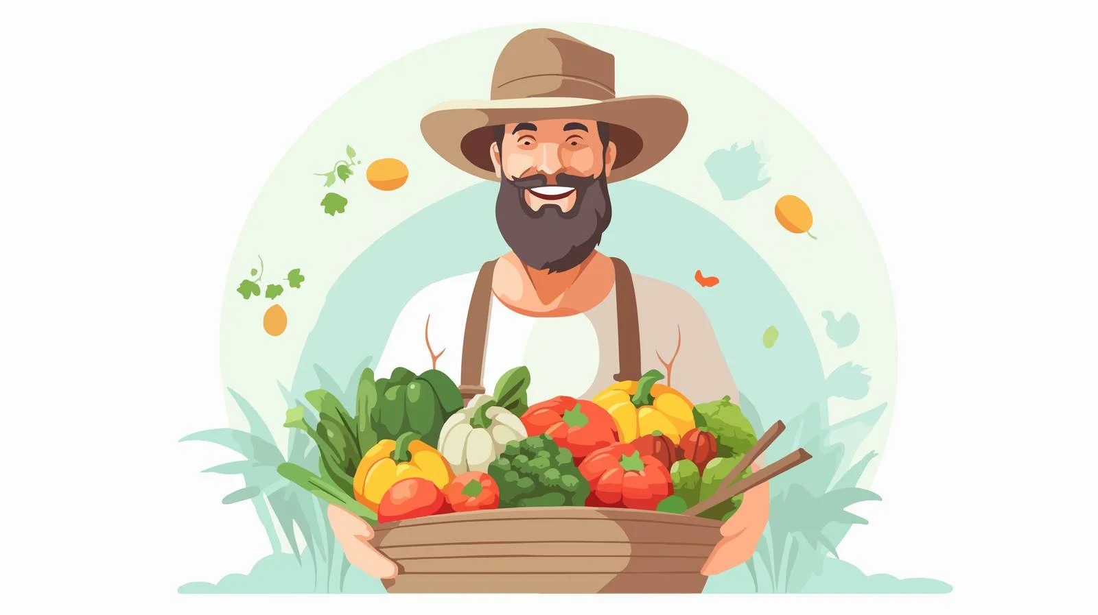 Harvested vegetables in farmer's organic basket — free download from Dotvec