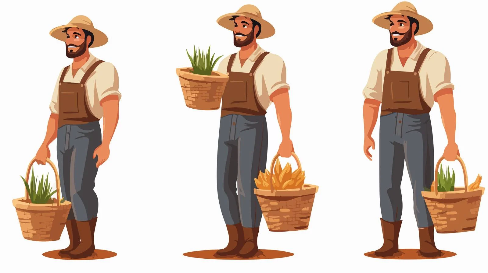 Solo Farmer on White Background in Agriculture — free download from Dotvec