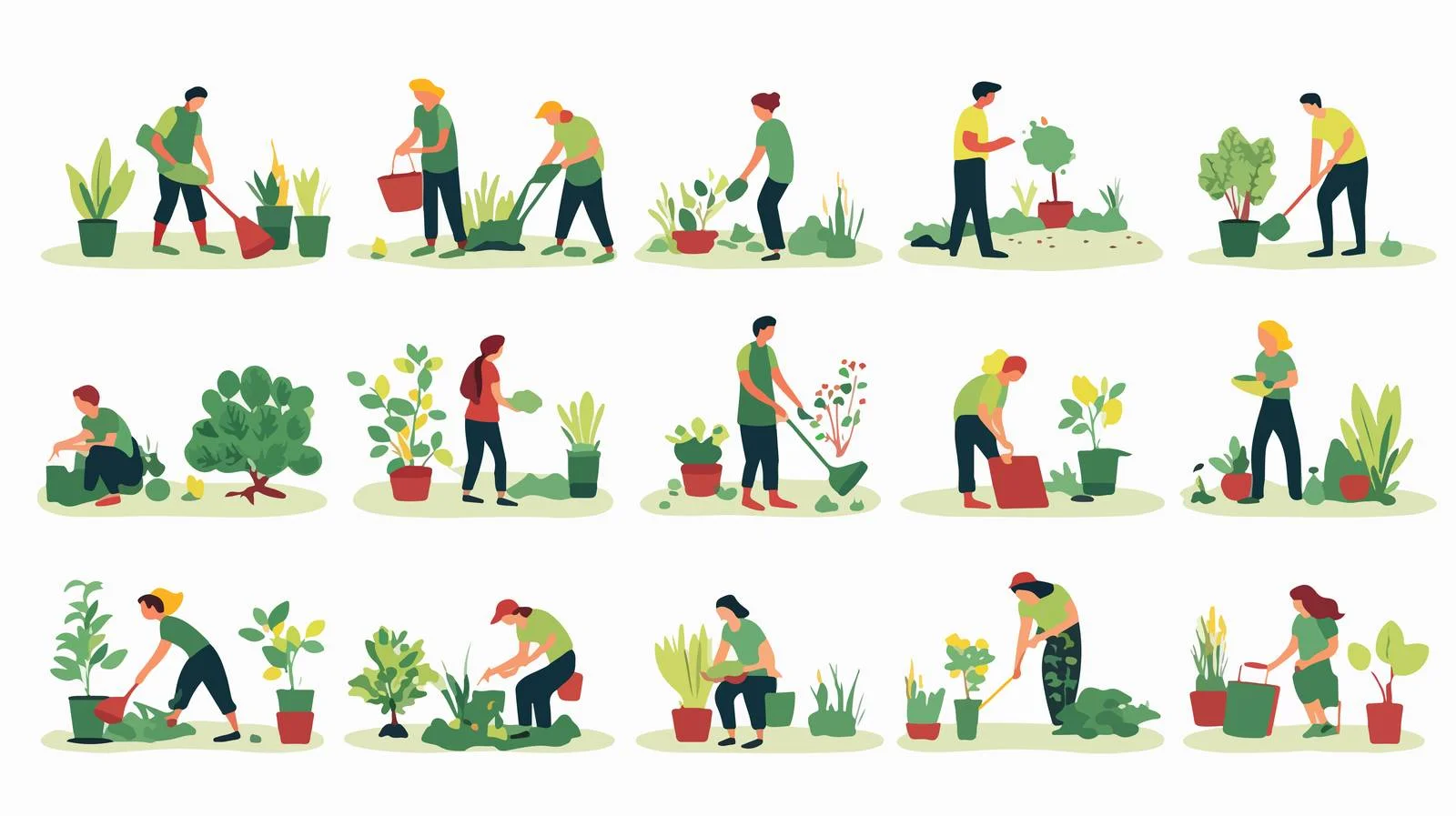 Harvesting scenes at agricultural garden set — free download from Dotvec