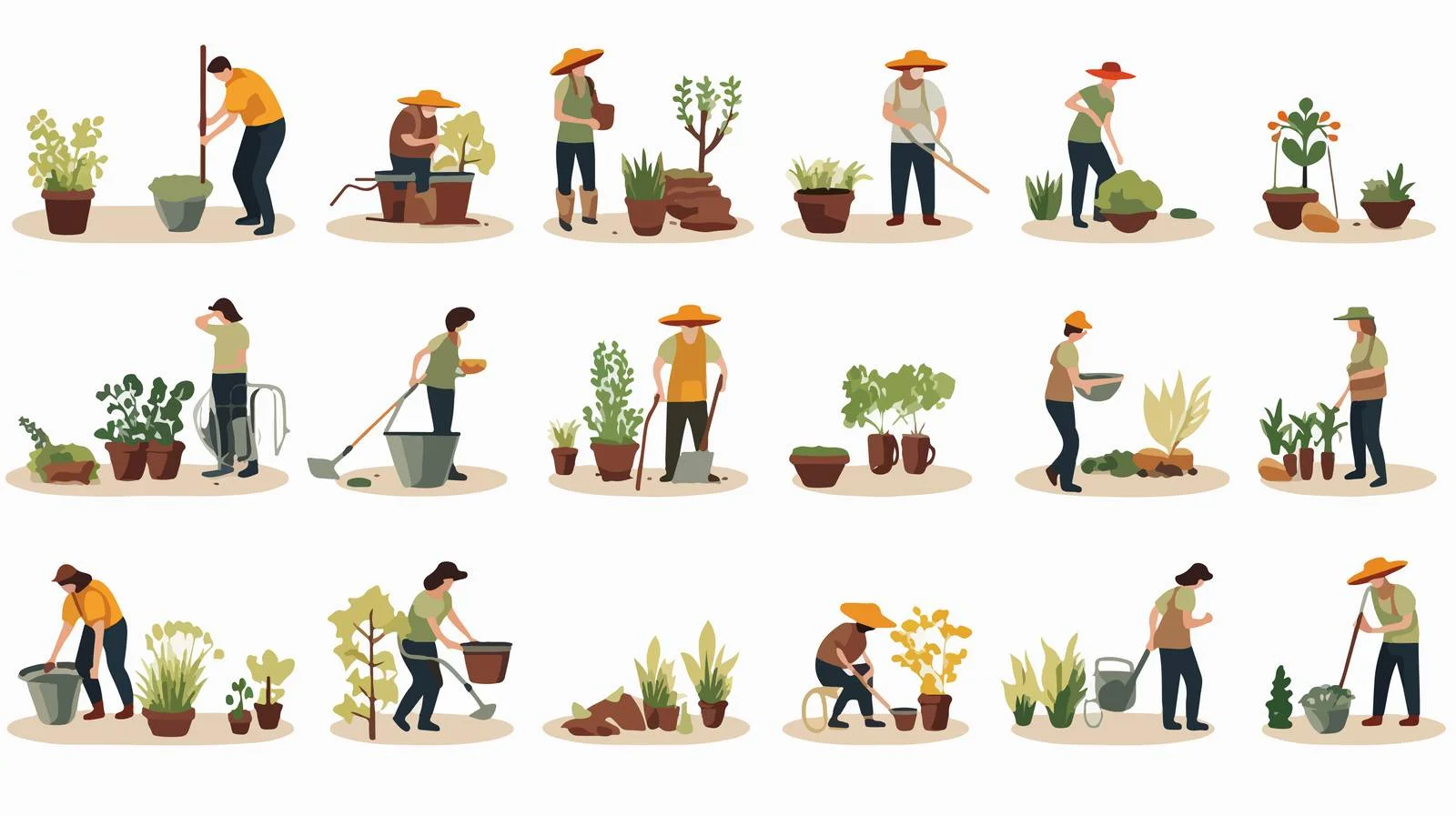 Rural Workers Cultivating Crop Gardens Outdoors — free download from Dotvec