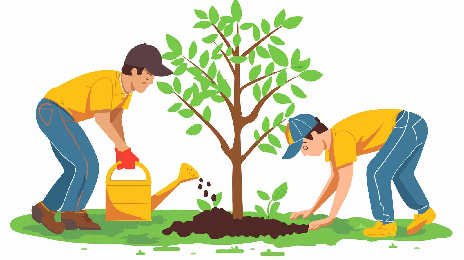 Caring for Trees with a Watering Can — free download from Dotvec