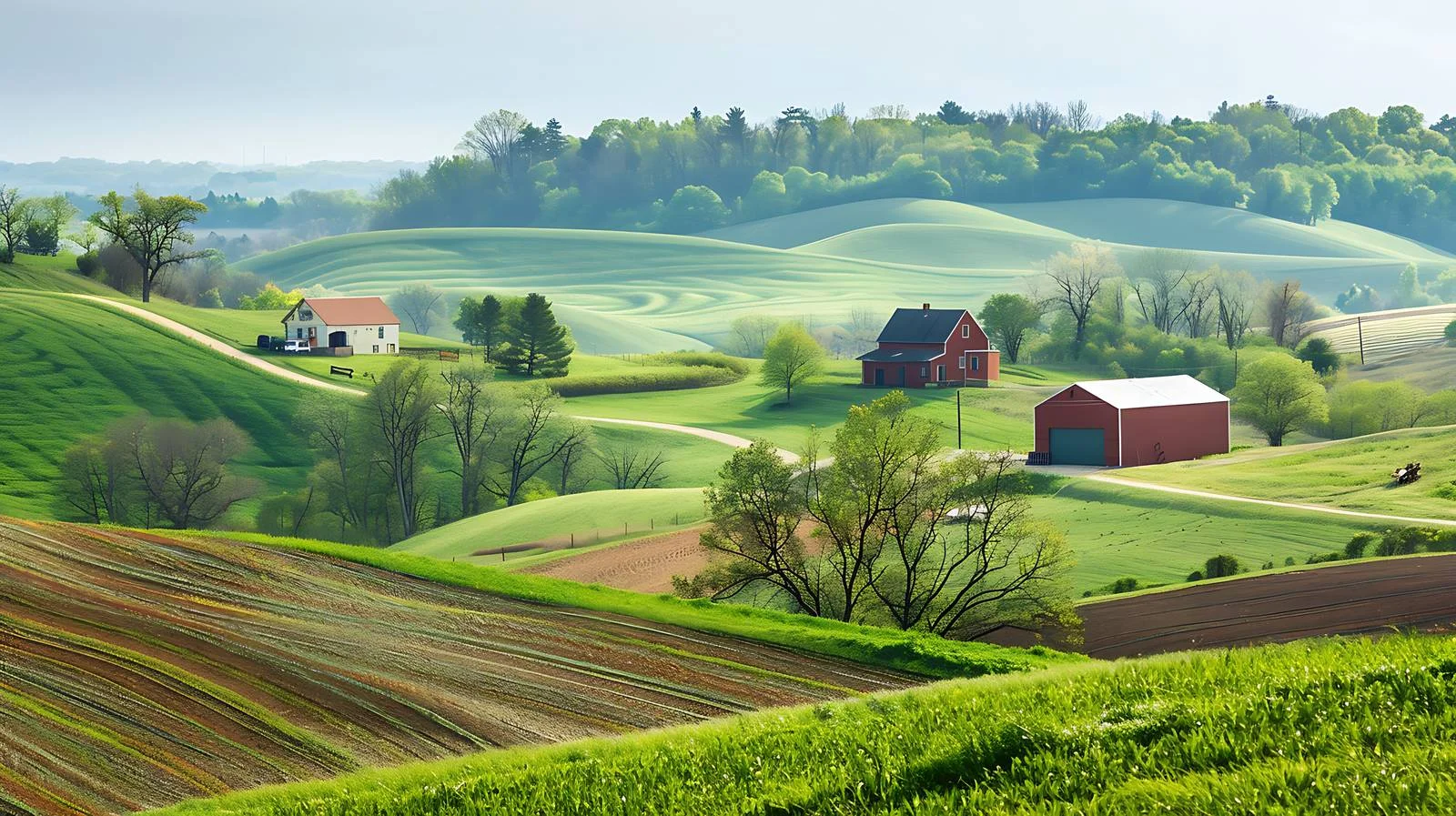 Idyllic Iowa countryside with rolling hills — free download from Dotvec