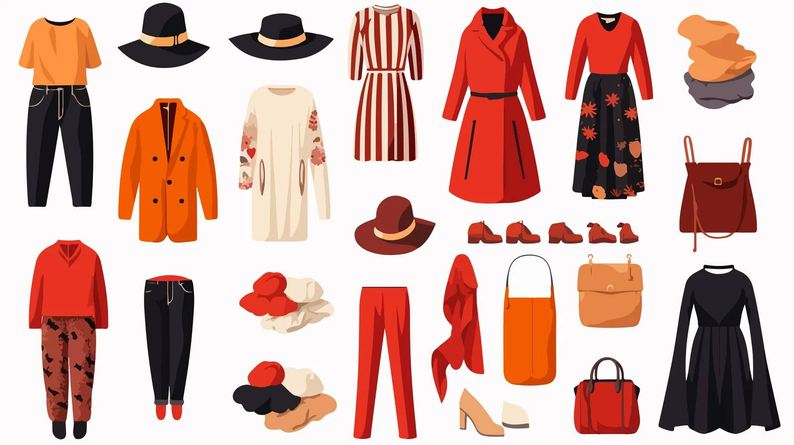 Elegant female fashion garments and accessories collection — free download from Dotvec