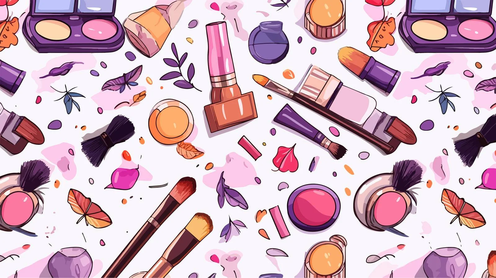 Chic Cosmetic Seamless Pattern with Makeup Artistry — free download from Dotvec