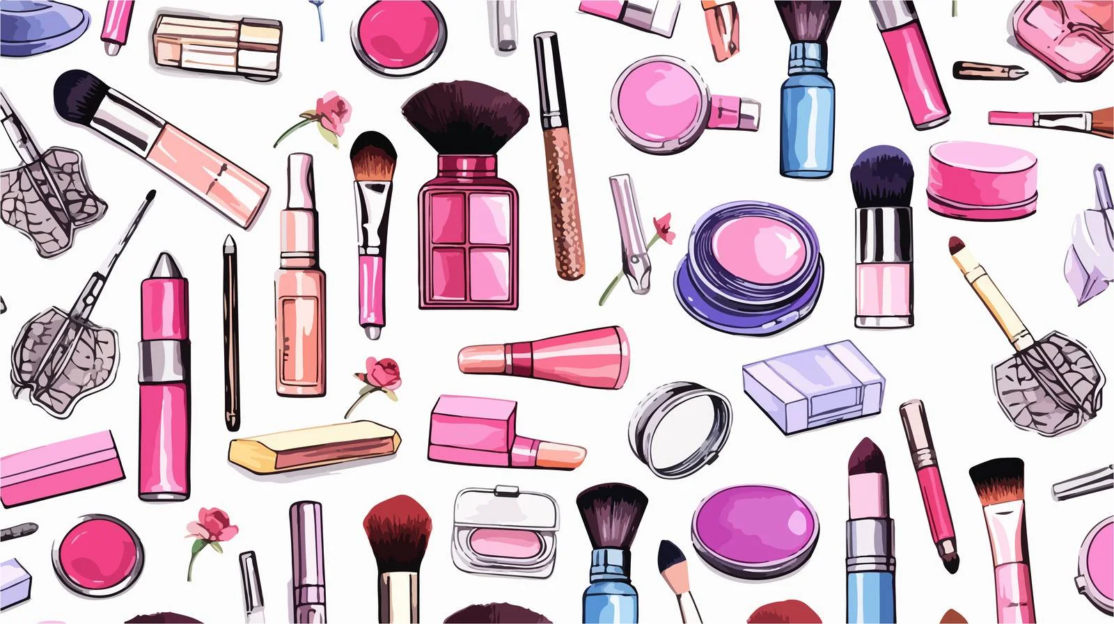 Chic Cosmetic Seamless Pattern with Makeup Art — free download from Dotvec