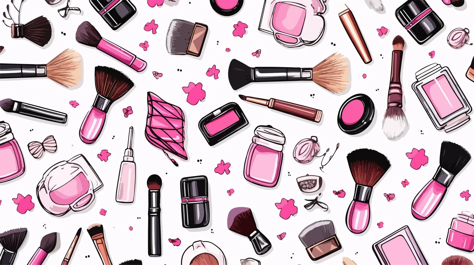 Chic Makeup Accessories Seamless Pattern Design — free download from Dotvec