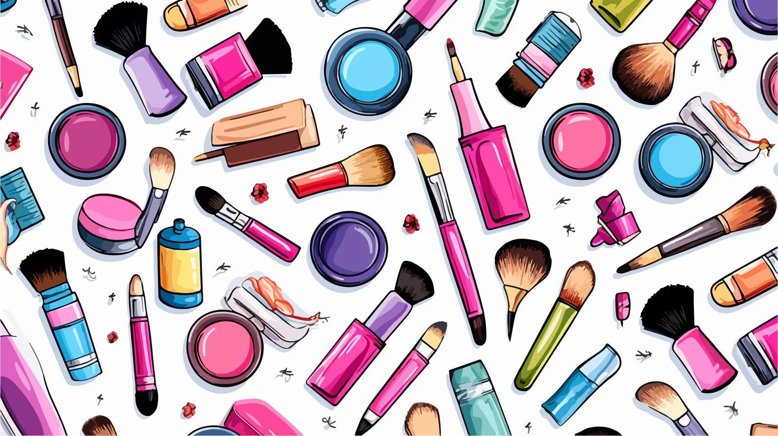 Chic Cosmetics Seamless Pattern with Makeup — free download from Dotvec