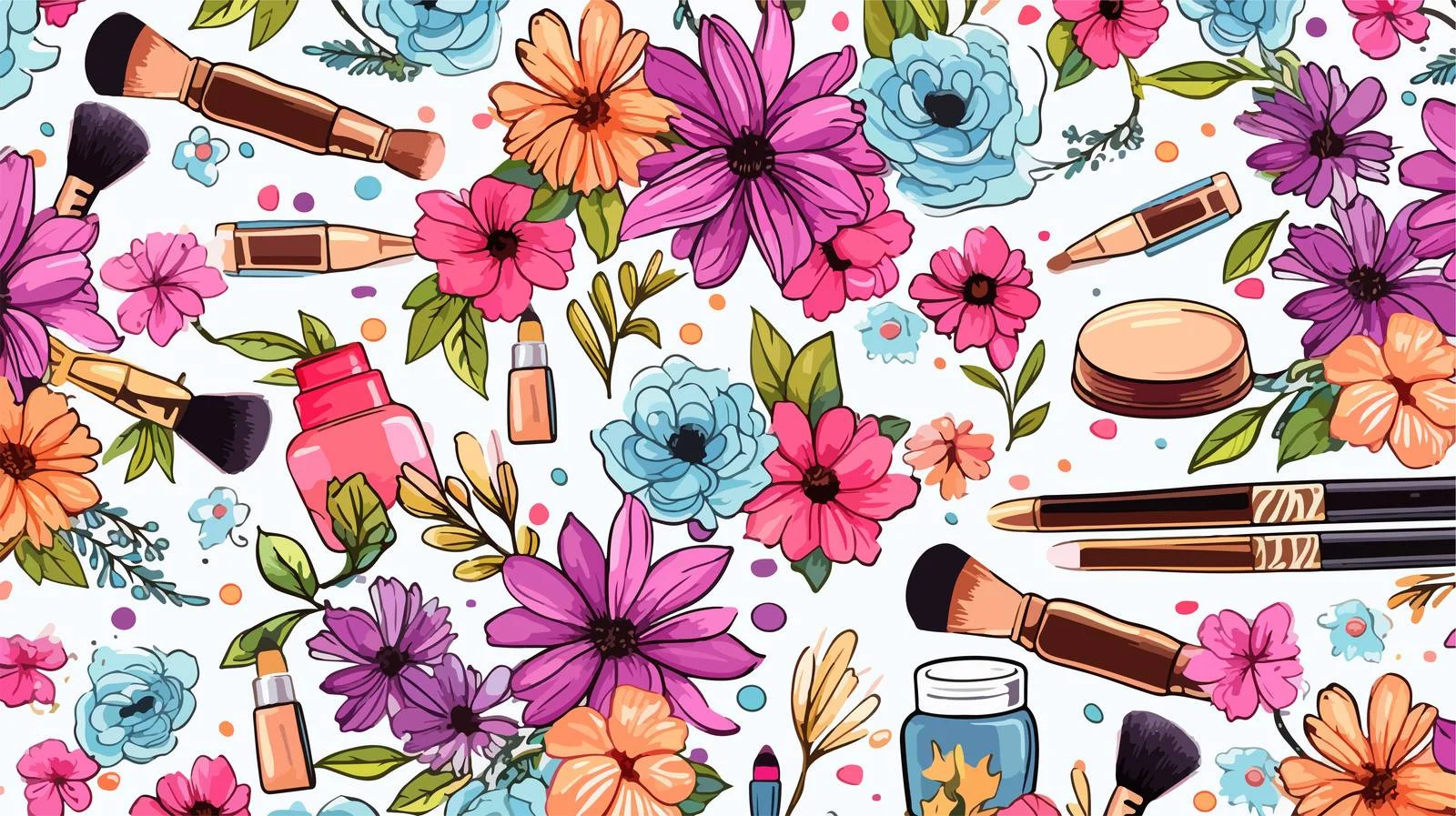 Elegant Seamless Makeup Fashion Pattern — free download from Dotvec