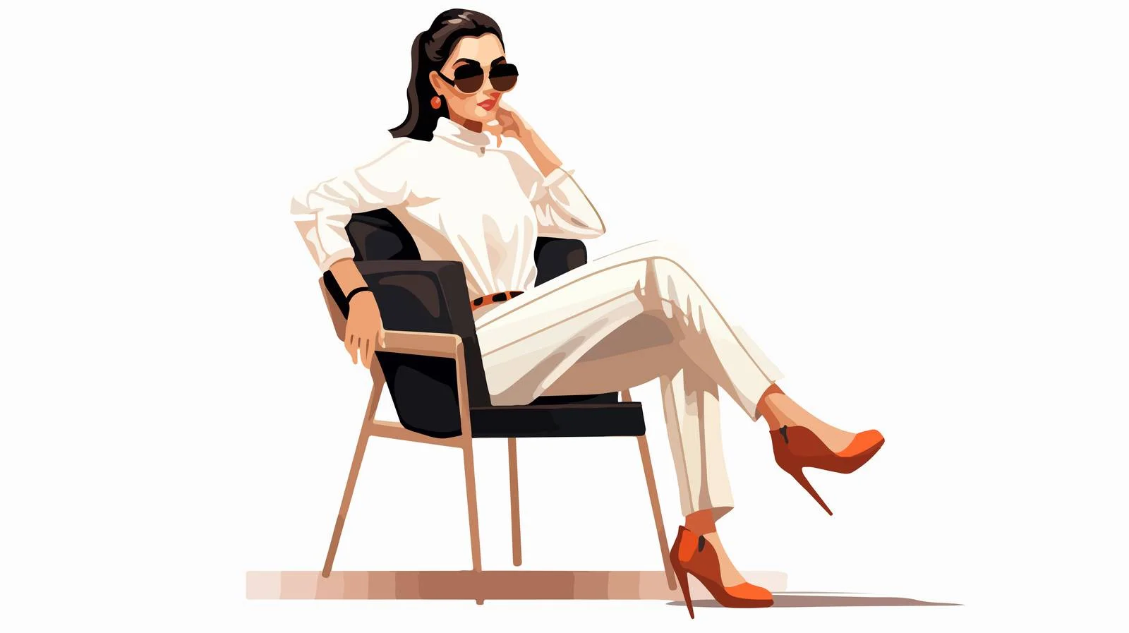 Chic Woman Seated Touching Chair Back — free download from Dotvec