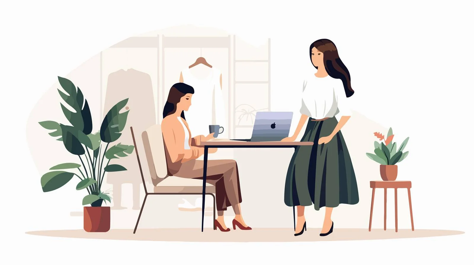 Online fashion stylist advising woman remotely — free download from Dotvec