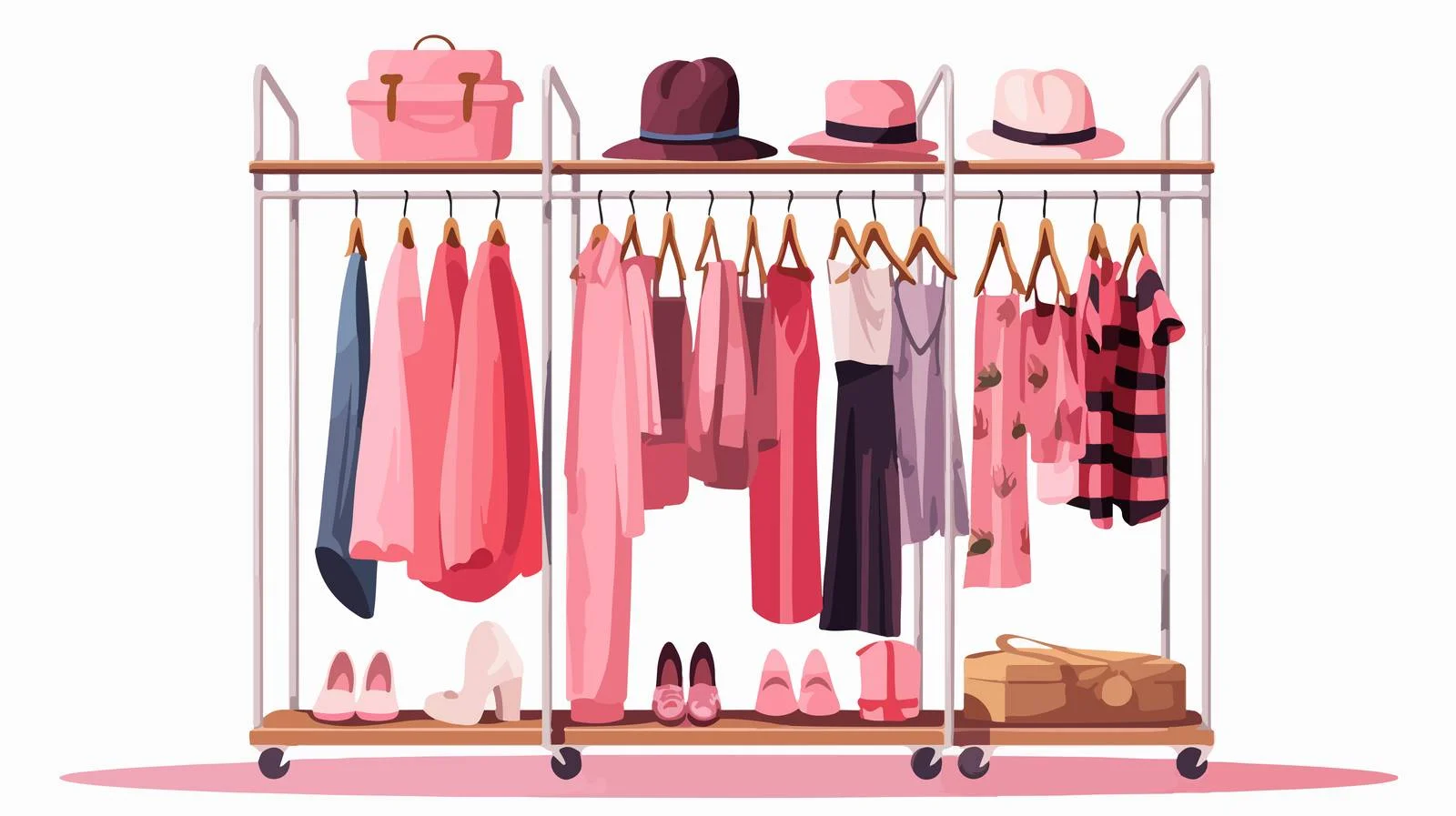 Contemporary Women's Wardrobe with Hanging Clothes — free download from Dotvec