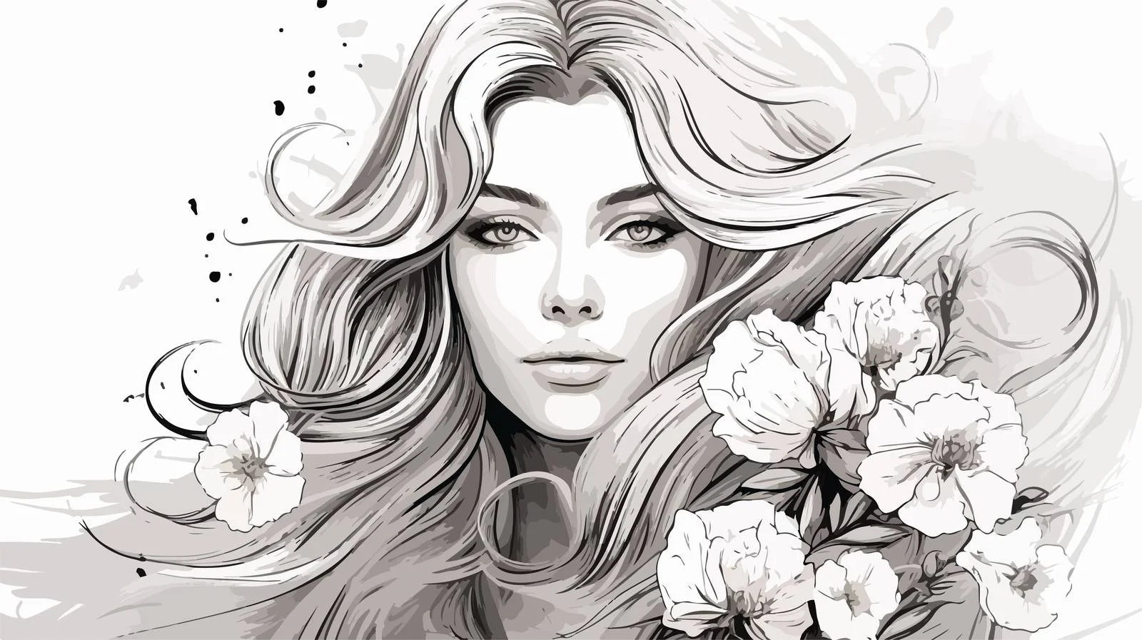 Elegant Woman with Floral Beauty — free download from Dotvec