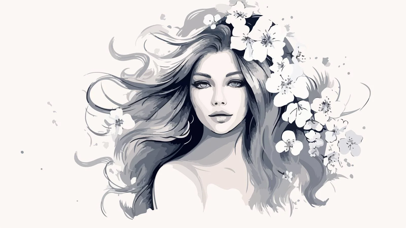 Elegant Female Portrait: Lady with Floral — free download from Dotvec