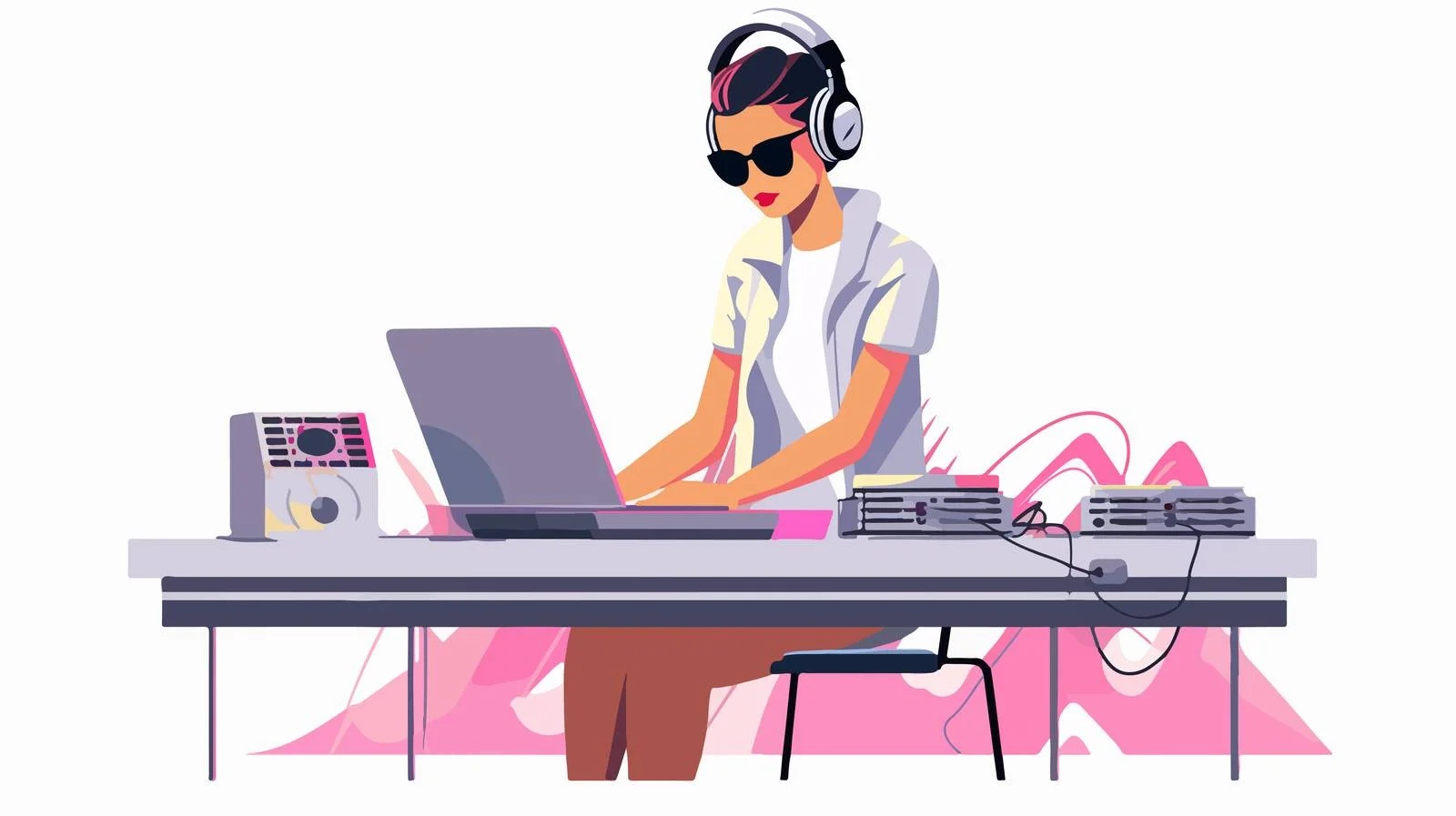 Stylish Female DJ with Whimsical Deer Antlers — free download from Dotvec