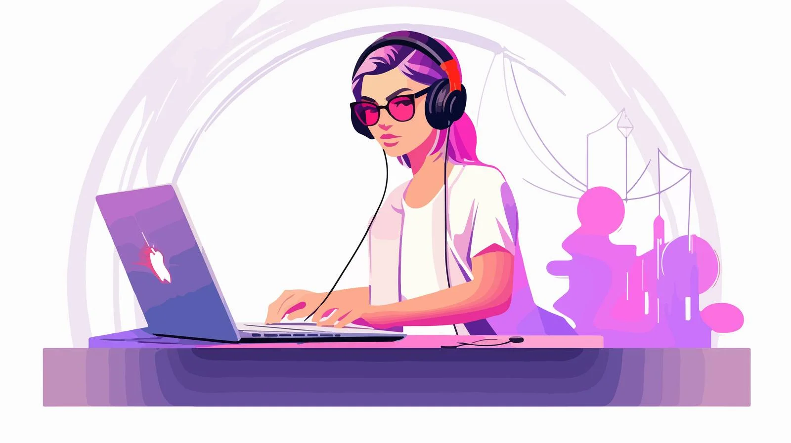 Chic Female DJ in Whimsical Deer Horns — free download from Dotvec