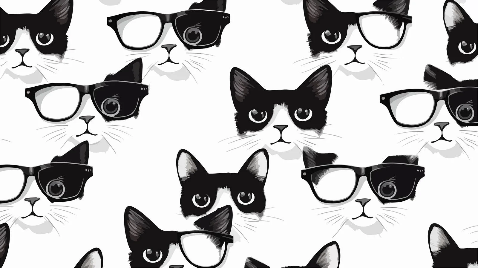 Chic Cat Point Glasses Repeat Design — free download from Dotvec