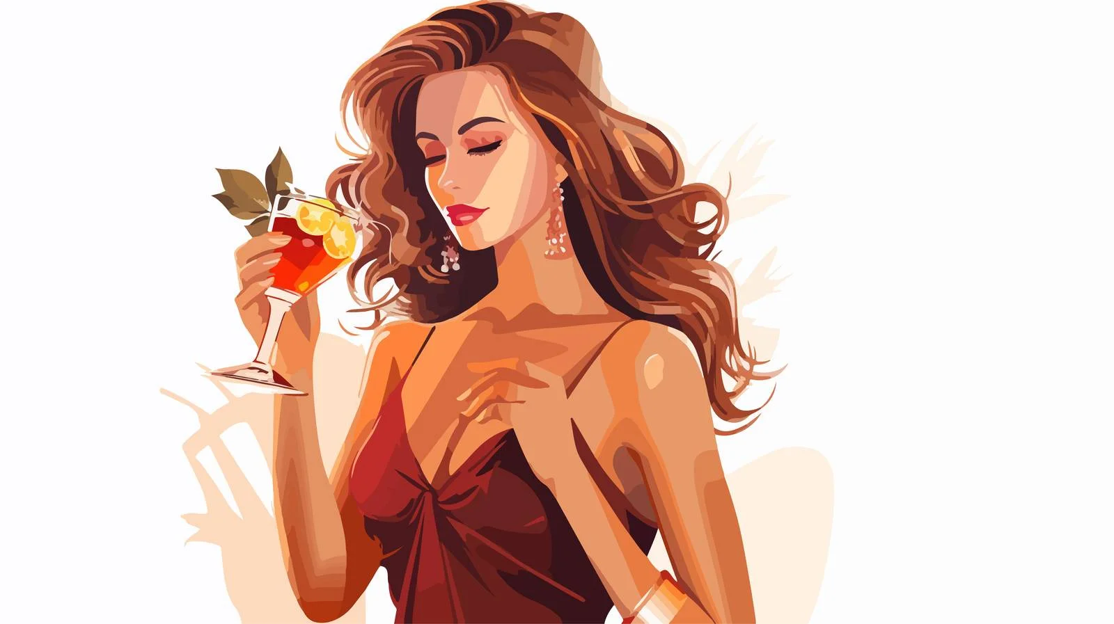 Chic Woman Sipping Cocktail Through Straw — free download from Dotvec