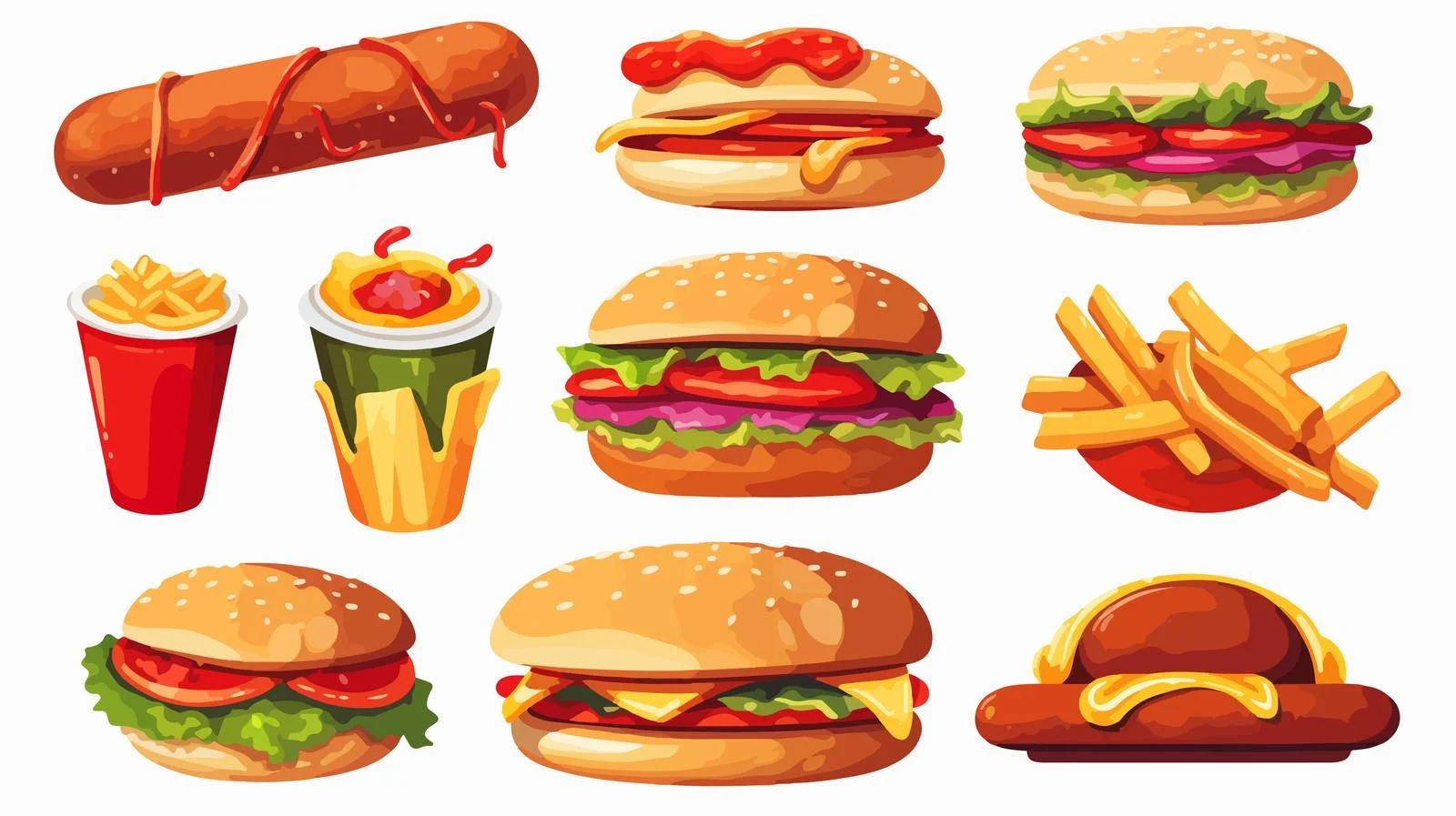 Modern Fast Food Vector Graphics Collection — free download from Dotvec