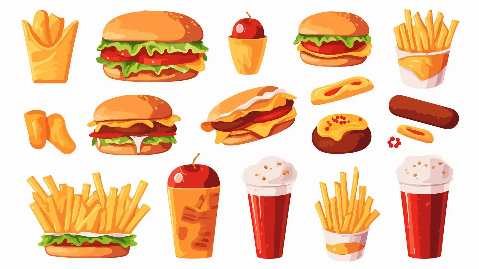 Modern Fast Food Vector Graphics Collection — free download from Dotvec
