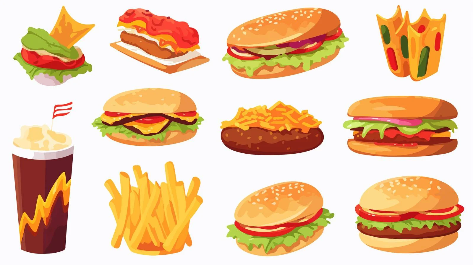 Modern Fast Food Vector Illustration Collection — free download from Dotvec
