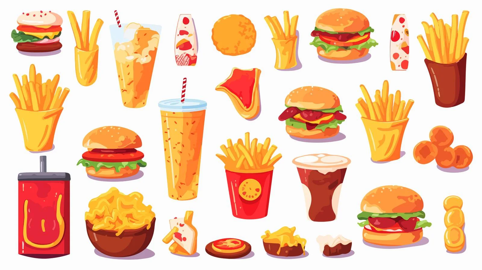 Assortment of Unhealthy Fast Food Snacks — free download from Dotvec