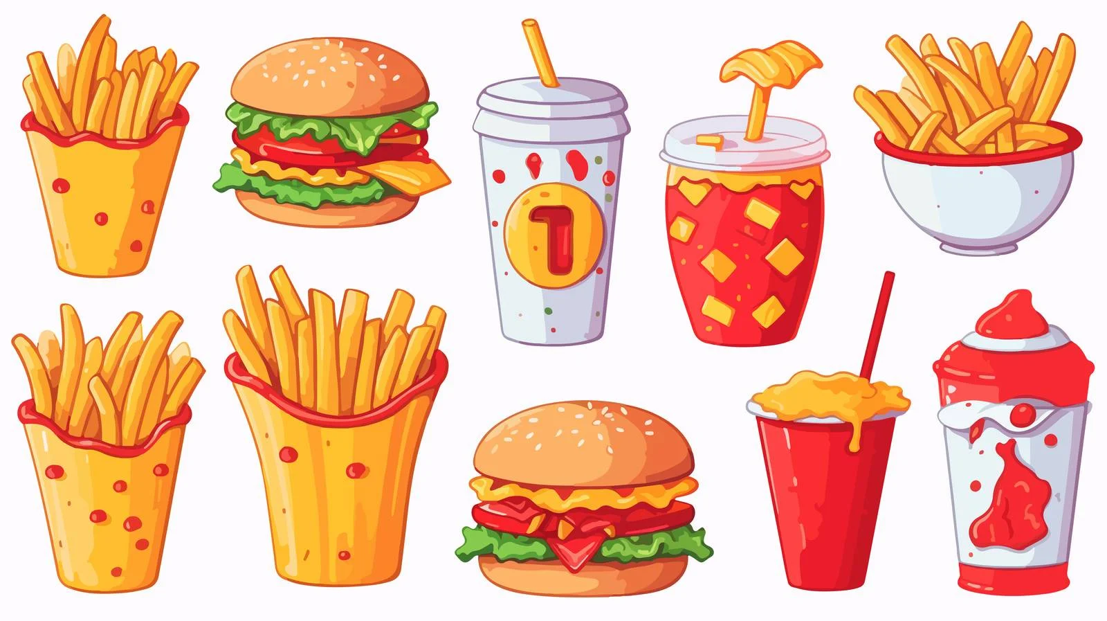 Assorted Unhealthy Snacks and Sugary Beverages — free download from Dotvec