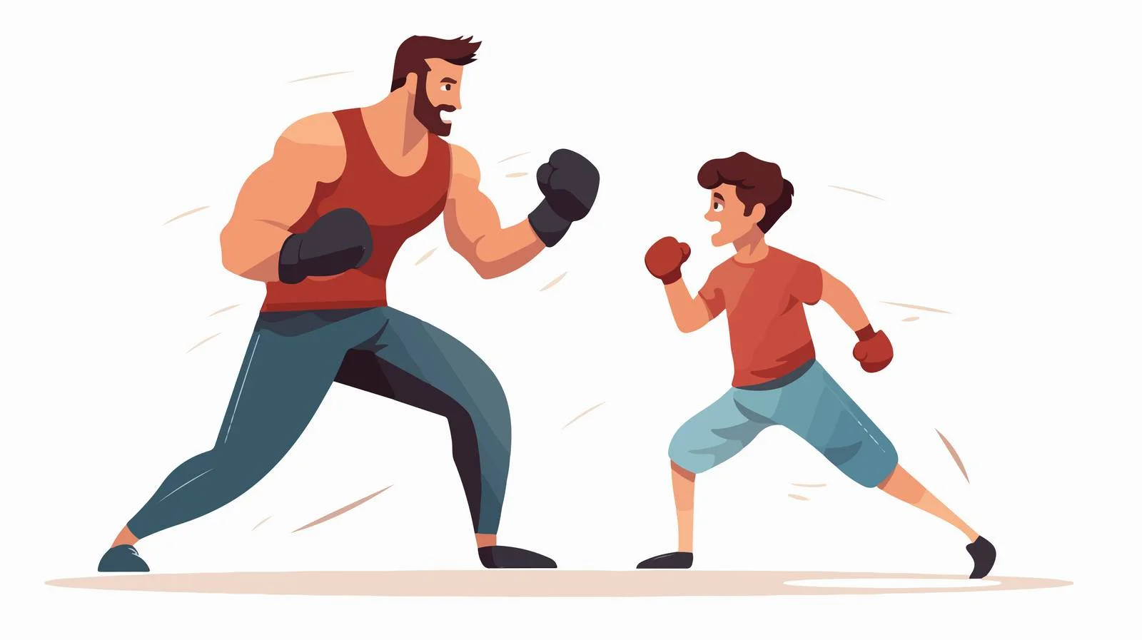 Family practice boxing in sportswear — free download from Dotvec