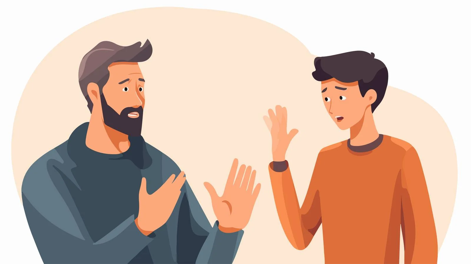 Father aiding teenage son. Positive family bond — free download from Dotvec