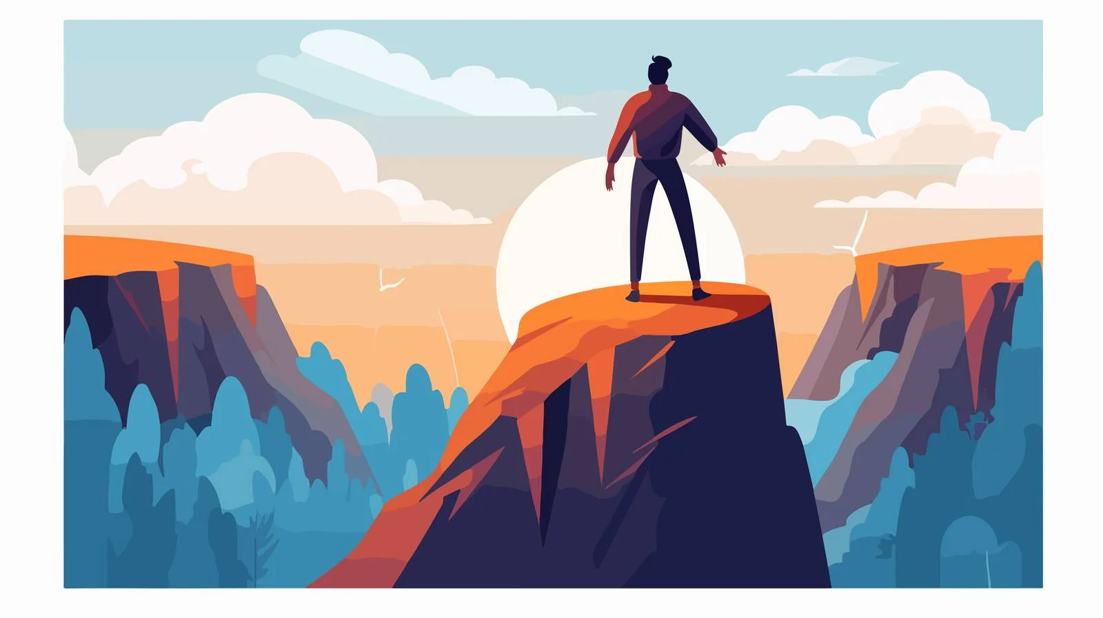 Overcoming fear of heights danger concept — free download from Dotvec