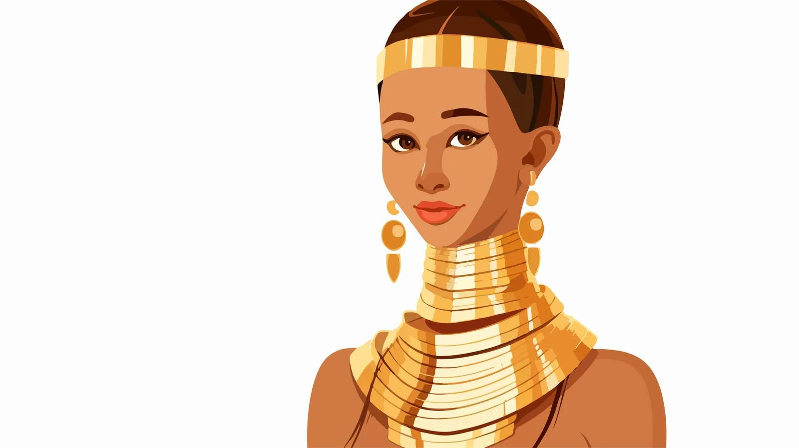 Woman adorned with brass coils and rings — free download from Dotvec