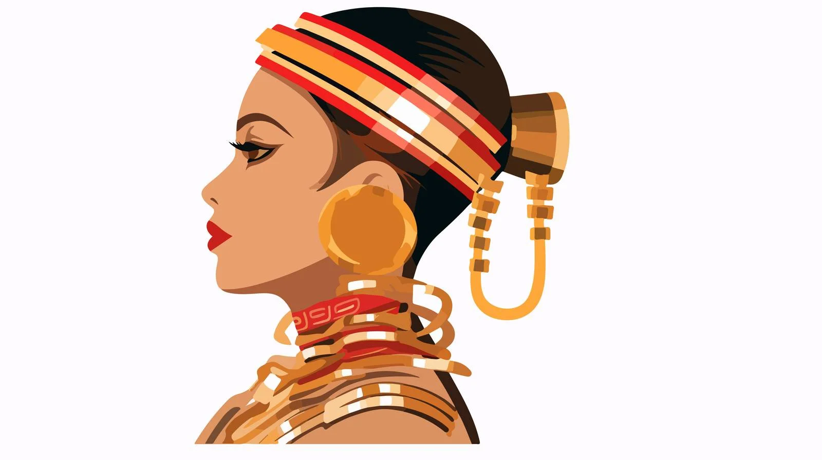 Elegant Female with Brass Coils Adornments — free download from Dotvec