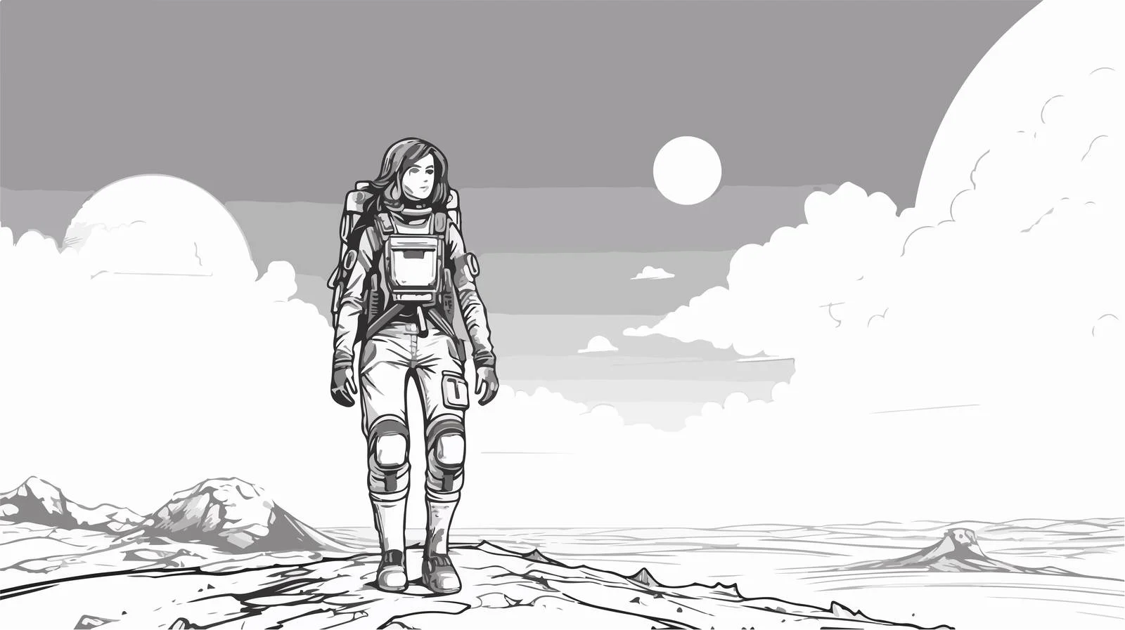 Female Astronaut in Space Suit Outfit — free download from Dotvec