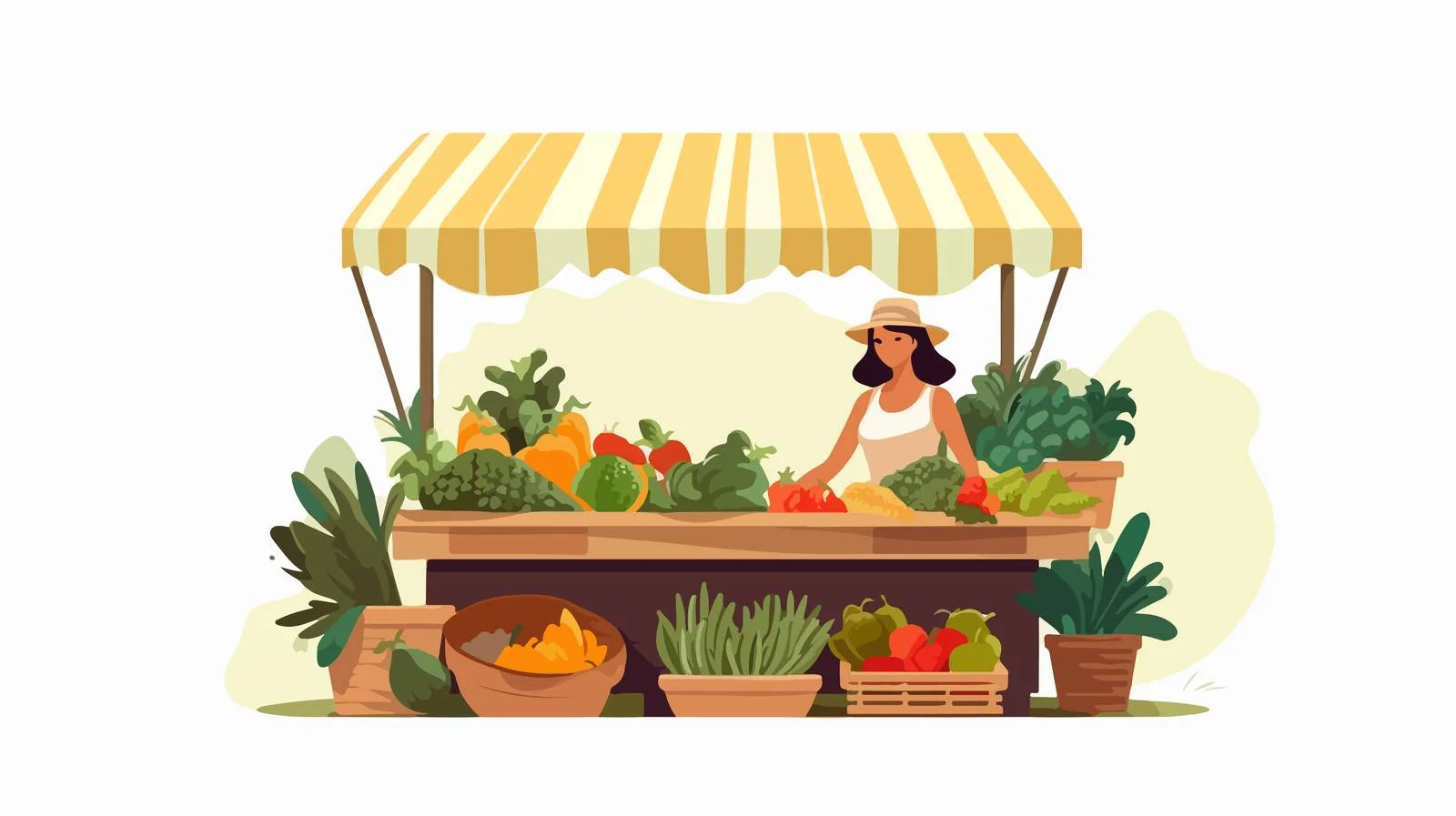 Local female farmer sells fresh produce — free download from Dotvec