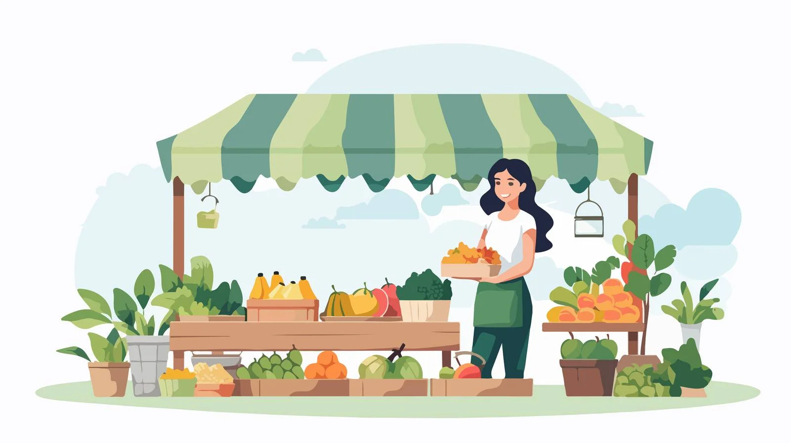 Local woman selling fresh produce at market — free download from Dotvec