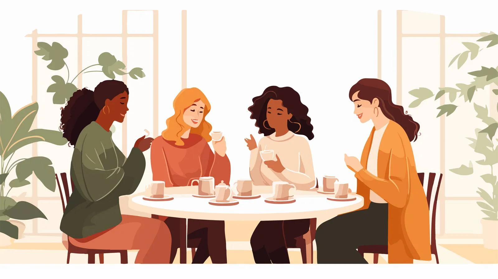 Ladies Socializing Over Tea at Café — free download from Dotvec
