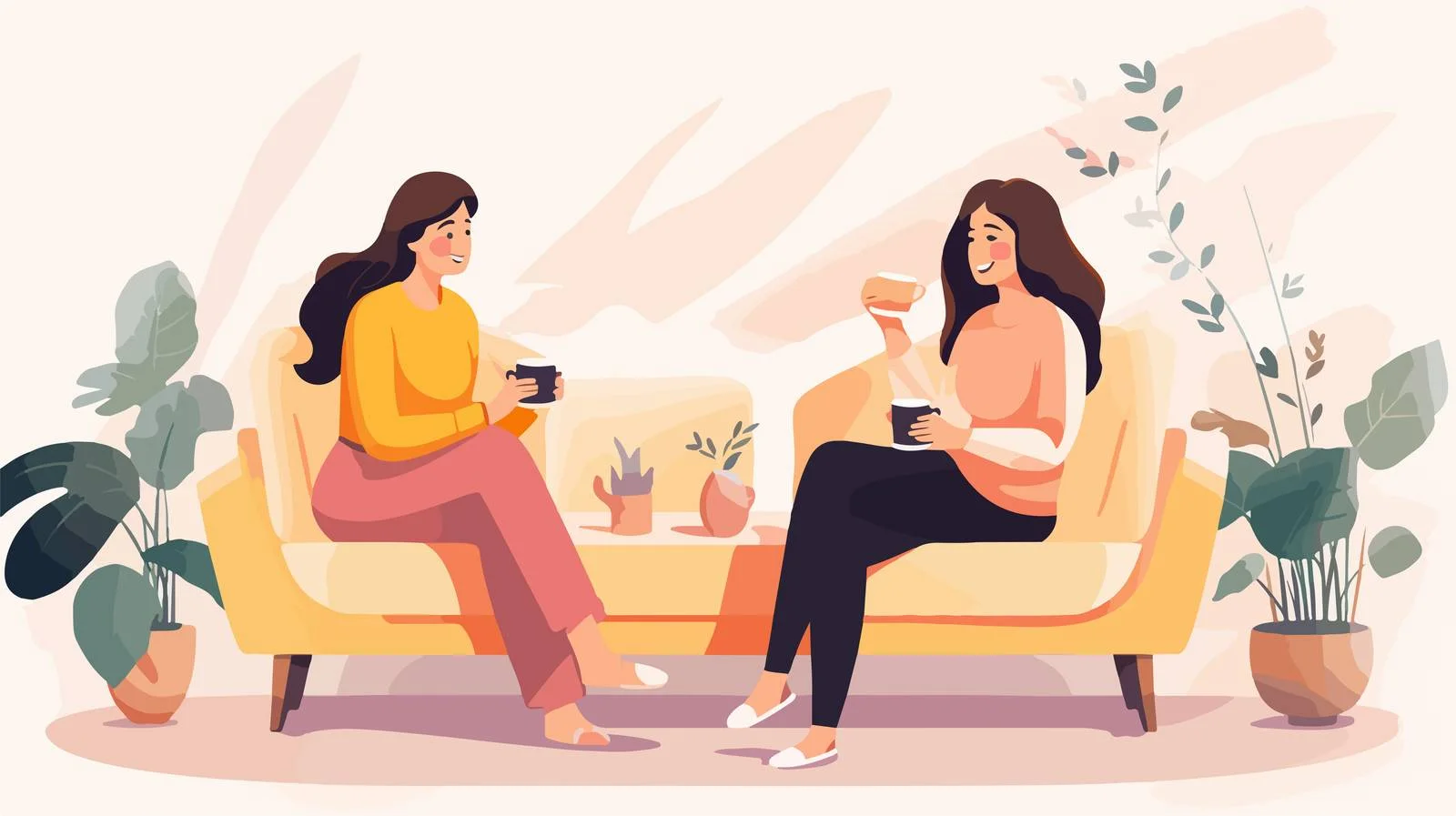 Intimate Conversation: Female Friends on Sofa — free download from Dotvec