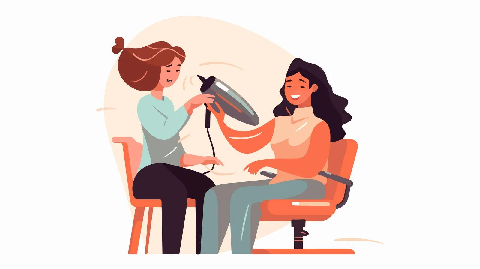 Professional female stylist blow-drying hair — free download from Dotvec